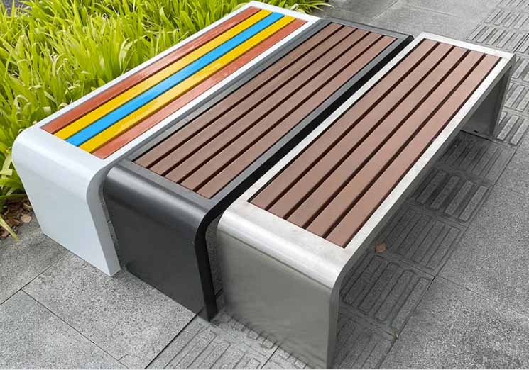 Stainless steel park bench